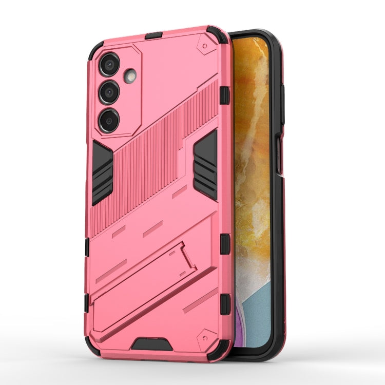 For Samsung Galaxy M15 5G Global Punk Armor 2 in 1 PC + TPU Shockproof Phone Case with Invisible Holder(Light Red) by buy2fix