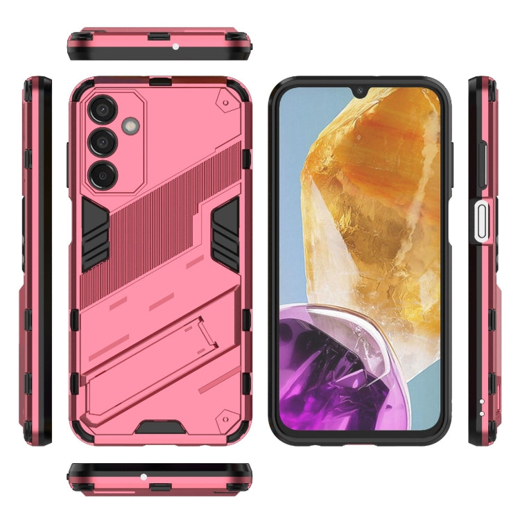 For Samsung Galaxy M15 5G Global Punk Armor 2 in 1 PC + TPU Shockproof Phone Case with Invisible Holder(Light Red) by buy2fix