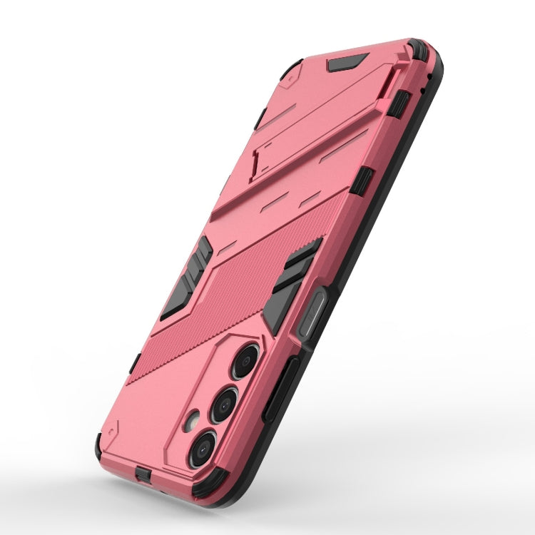 For Samsung Galaxy M15 5G Global Punk Armor 2 in 1 PC + TPU Shockproof Phone Case with Invisible Holder(Light Red) by buy2fix