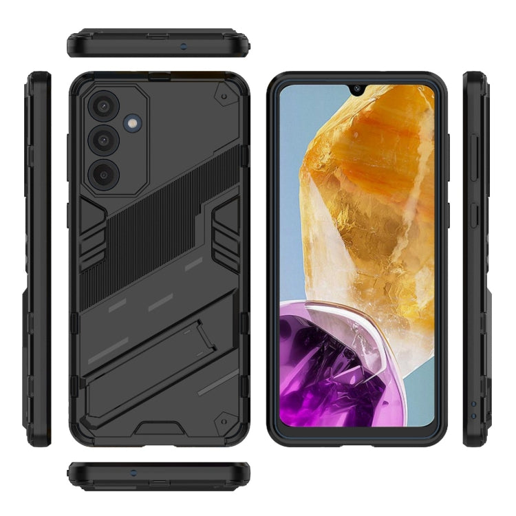 For Samsung Galaxy M55 5G Punk Armor 2 in 1 PC + TPU Shockproof Phone Case with Invisible Holder(Black) by buy2fix