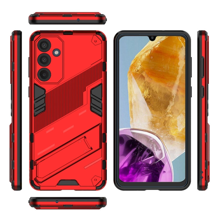 For Samsung Galaxy M55 5G Punk Armor 2 in 1 PC + TPU Shockproof Phone Case with Invisible Holder(Red) by buy2fix