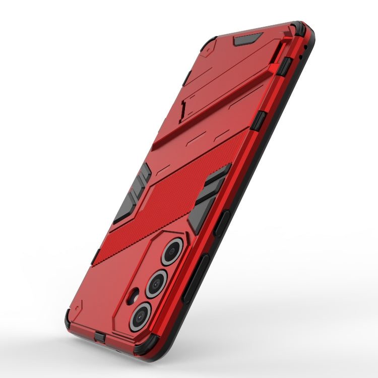 For Samsung Galaxy M55 5G Punk Armor 2 in 1 PC + TPU Shockproof Phone Case with Invisible Holder(Red) by buy2fix