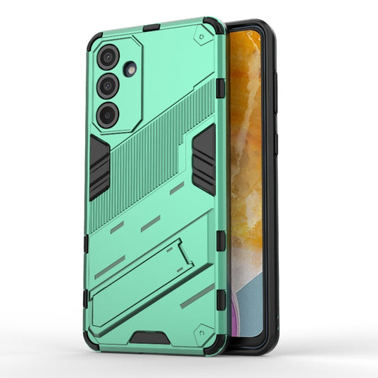 For Samsung Galaxy M55 5G Punk Armor 2 in 1 PC + TPU Shockproof Phone Case with Invisible Holder(Green) by buy2fix