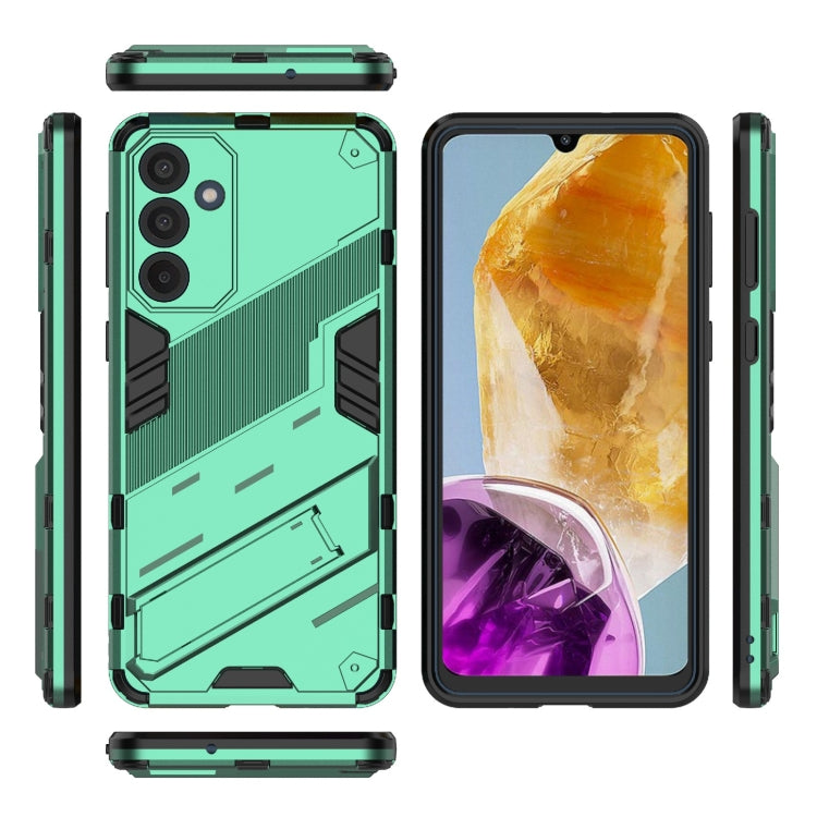 For Samsung Galaxy M55 5G Punk Armor 2 in 1 PC + TPU Shockproof Phone Case with Invisible Holder(Green) by buy2fix
