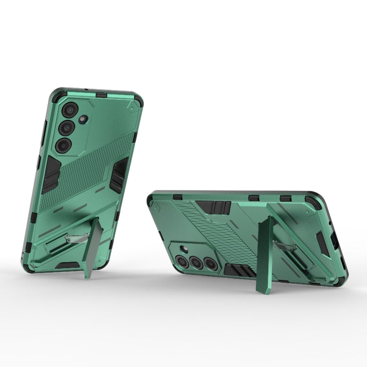 For Samsung Galaxy M55 5G Punk Armor 2 in 1 PC + TPU Shockproof Phone Case with Invisible Holder(Green) by buy2fix