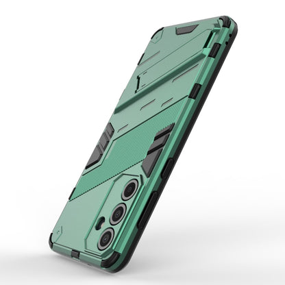 For Samsung Galaxy M55 5G Punk Armor 2 in 1 PC + TPU Shockproof Phone Case with Invisible Holder(Green) by buy2fix