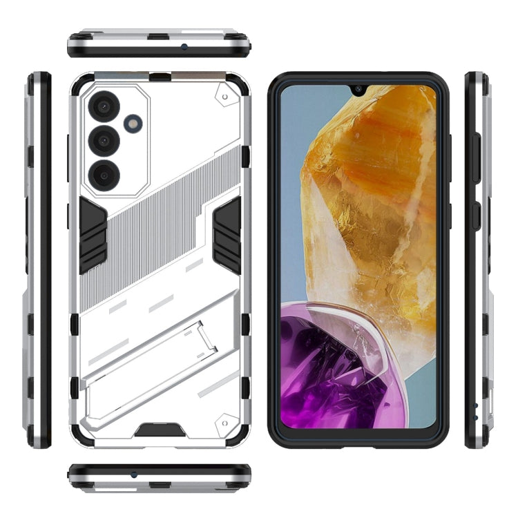 For Samsung Galaxy M55 5G Punk Armor 2 in 1 PC + TPU Shockproof Phone Case with Invisible Holder(White) by buy2fix