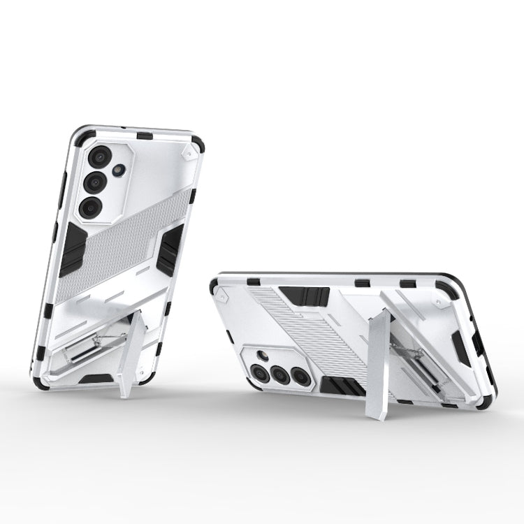 For Samsung Galaxy M55 5G Punk Armor 2 in 1 PC + TPU Shockproof Phone Case with Invisible Holder(White) by buy2fix