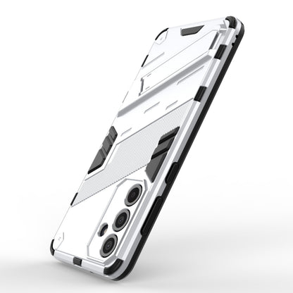 For Samsung Galaxy M55 5G Punk Armor 2 in 1 PC + TPU Shockproof Phone Case with Invisible Holder(White) by buy2fix