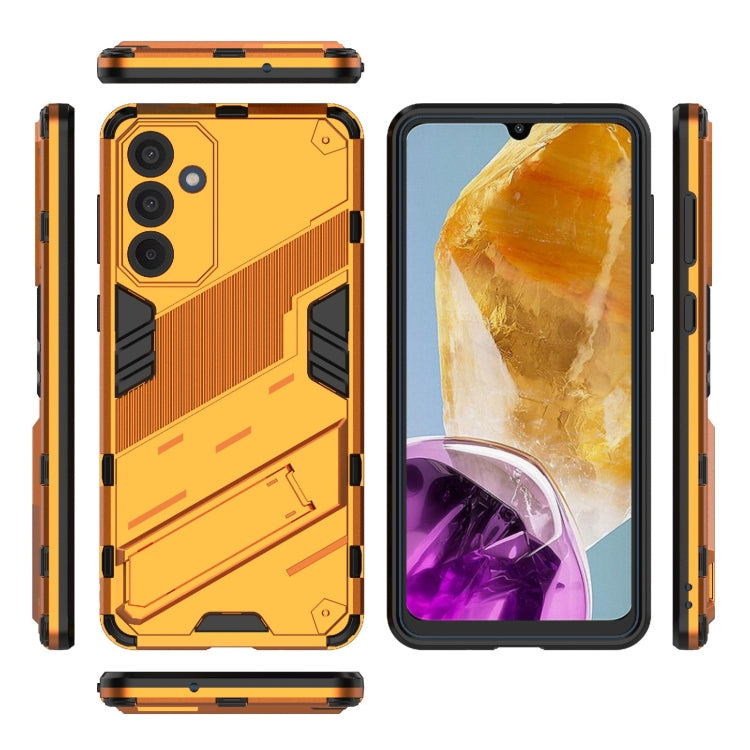For Samsung Galaxy M55 5G Punk Armor 2 in 1 PC + TPU Shockproof Phone Case with Invisible Holder(Orange) by buy2fix