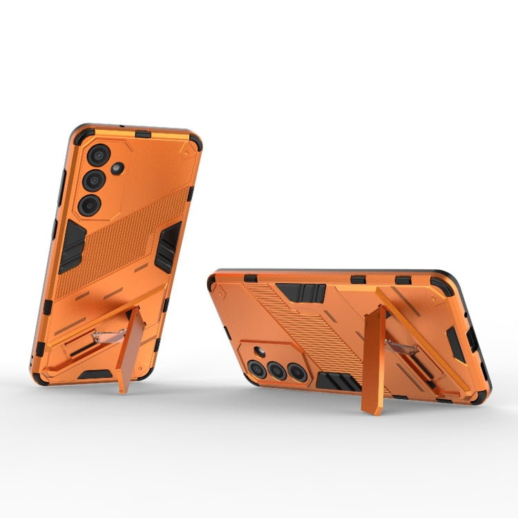 For Samsung Galaxy M55 5G Punk Armor 2 in 1 PC + TPU Shockproof Phone Case with Invisible Holder(Orange) by buy2fix