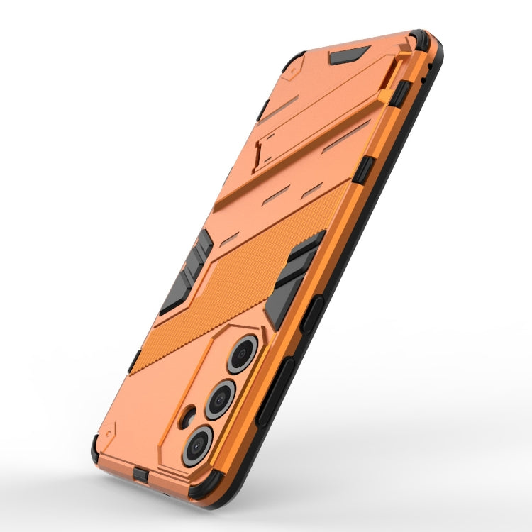 For Samsung Galaxy M55 5G Punk Armor 2 in 1 PC + TPU Shockproof Phone Case with Invisible Holder(Orange) by buy2fix