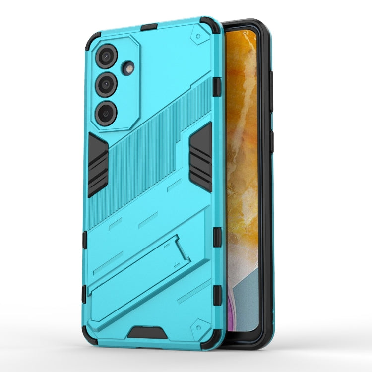 For Samsung Galaxy M55 5G Punk Armor 2 in 1 PC + TPU Shockproof Phone Case with Invisible Holder(Blue) by buy2fix