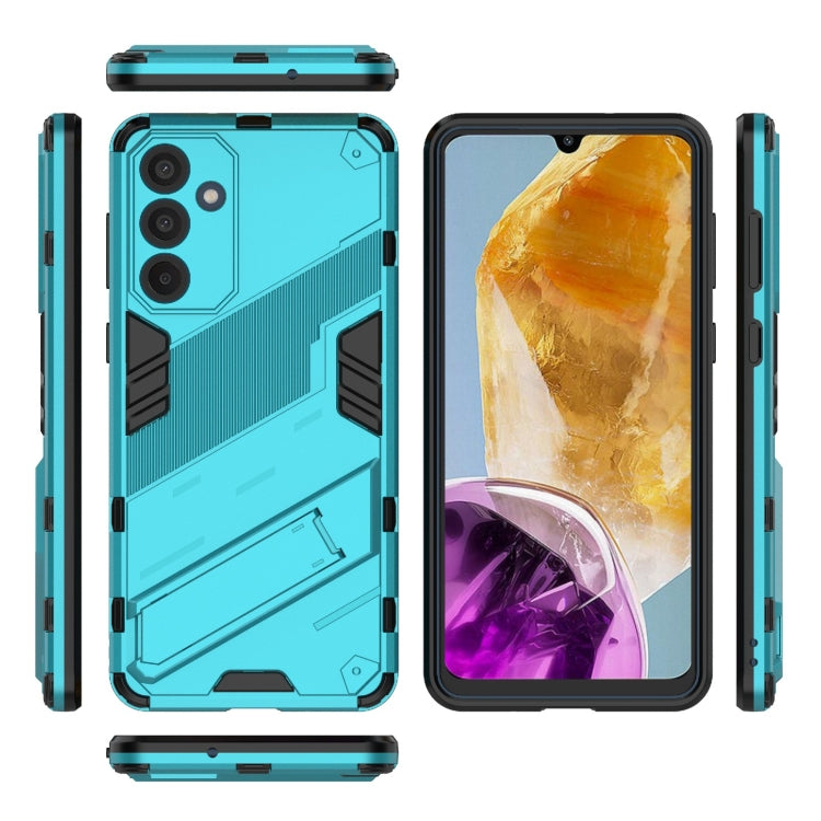 For Samsung Galaxy M55 5G Punk Armor 2 in 1 PC + TPU Shockproof Phone Case with Invisible Holder(Blue) by buy2fix