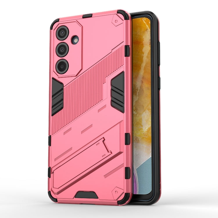 For Samsung Galaxy M55 5G Punk Armor 2 in 1 PC + TPU Shockproof Phone Case with Invisible Holder(Light Red) by buy2fix