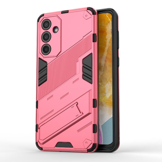 For Samsung Galaxy M55 5G Punk Armor 2 in 1 PC + TPU Shockproof Phone Case with Invisible Holder(Light Red) by buy2fix