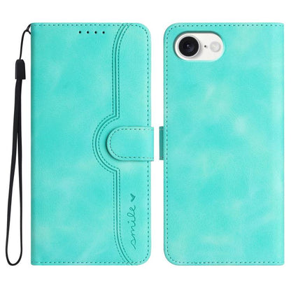 For iPhone 16e Heart Pattern Skin Feel Leather Phone Case(Light Blue) by buy2fix