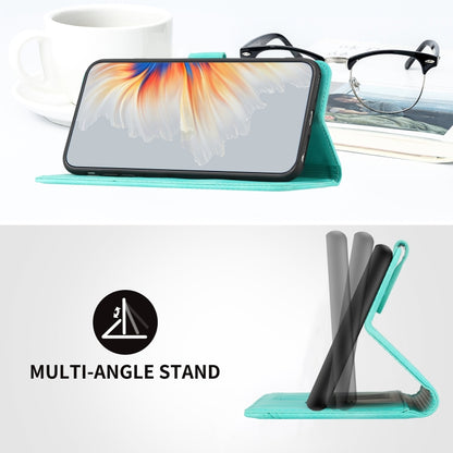 For iPhone 16e Heart Pattern Skin Feel Leather Phone Case(Light Blue) by buy2fix