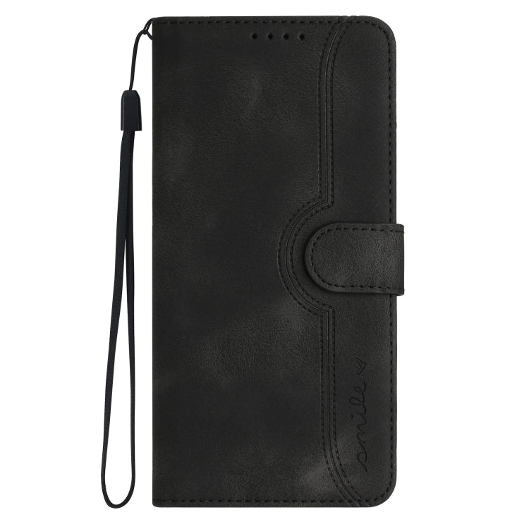 For iPhone 16e Heart Pattern Skin Feel Leather Phone Case(Black) by buy2fix