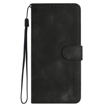 For iPhone 16e Heart Pattern Skin Feel Leather Phone Case(Black) by buy2fix