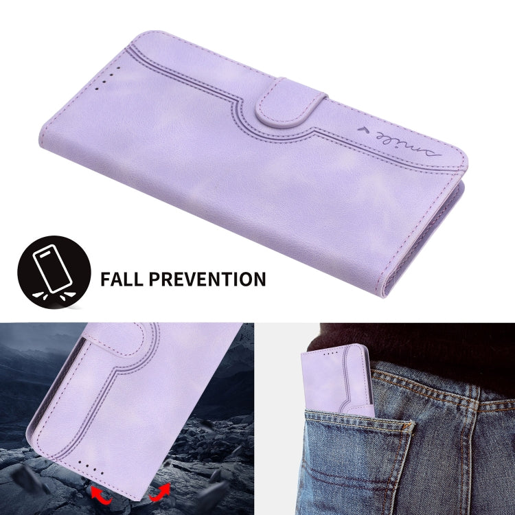 For iPhone 16e Heart Pattern Skin Feel Leather Phone Case(Purple) by buy2fix