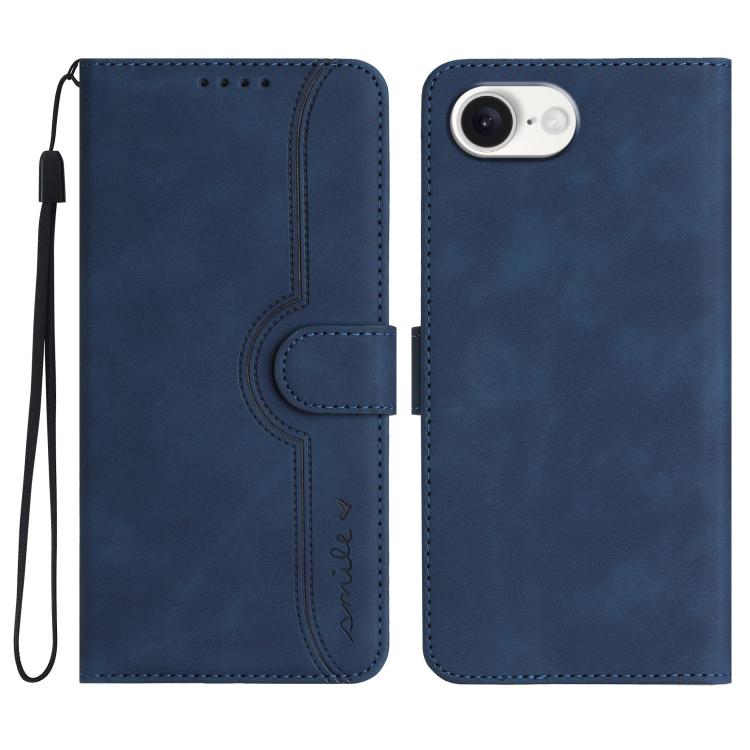 For iPhone 16e Heart Pattern Skin Feel Leather Phone Case(Royal Blue) by buy2fix