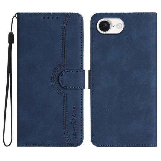 For iPhone 16e Heart Pattern Skin Feel Leather Phone Case(Royal Blue) by buy2fix