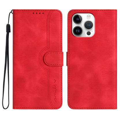 For iPhone 16 Pro Max Heart Pattern Skin Feel Leather Phone Case(Red) by buy2fix
