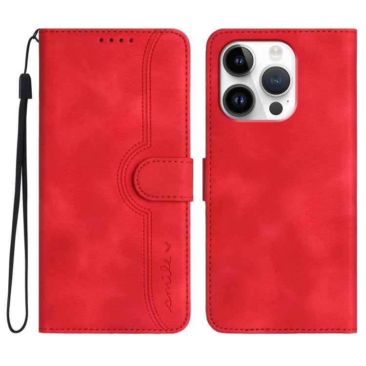 For iPhone 16 Pro Heart Pattern Skin Feel Leather Phone Case(Red) by buy2fix
