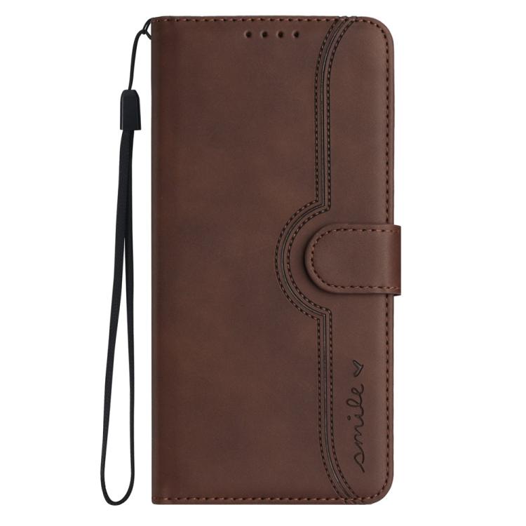 For iPhone 17 Pro Max Heart Pattern Skin Feel Leather Phone Case(Brown) - iPhone 17 Pro Max Cases by buy2fix | Online Shopping UK | buy2fix