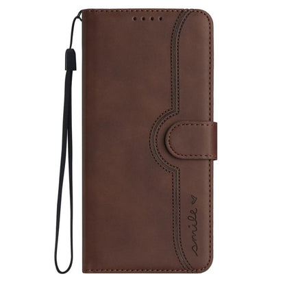 For iPhone 17 Pro Max Heart Pattern Skin Feel Leather Phone Case(Brown) - iPhone 17 Pro Max Cases by buy2fix | Online Shopping UK | buy2fix
