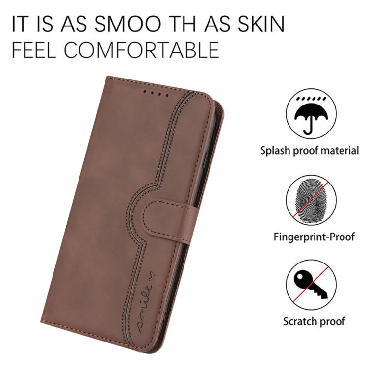 For iPhone 17 Pro Max Heart Pattern Skin Feel Leather Phone Case(Brown) - iPhone 17 Pro Max Cases by buy2fix | Online Shopping UK | buy2fix