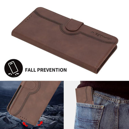 For iPhone 17 Pro Max Heart Pattern Skin Feel Leather Phone Case(Brown) - iPhone 17 Pro Max Cases by buy2fix | Online Shopping UK | buy2fix