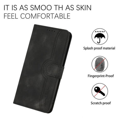 For iPhone 17 Pro Heart Pattern Skin Feel Leather Phone Case(Black) - iPhone 17 Pro Cases by buy2fix | Online Shopping UK | buy2fix