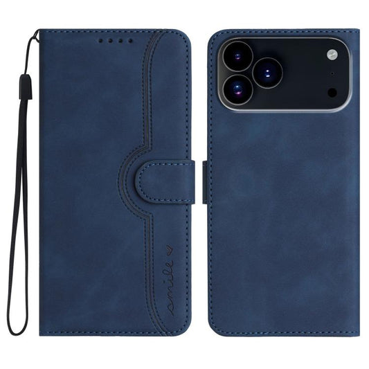 For iPhone 17 Pro Heart Pattern Skin Feel Leather Phone Case(Royal Blue) - iPhone 17 Pro Cases by buy2fix | Online Shopping UK | buy2fix