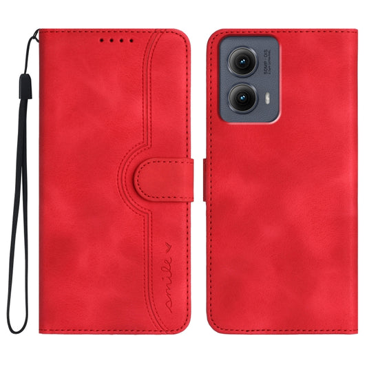 For Motorola Edge 5G 2024 Heart Pattern Skin Feel Leather Phone Case(Red) by buy2fix