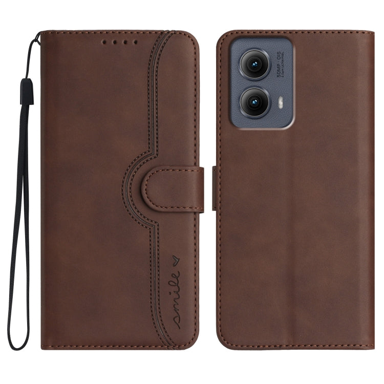 For Motorola Edge 5G 2024 Heart Pattern Skin Feel Leather Phone Case(Brown) by buy2fix