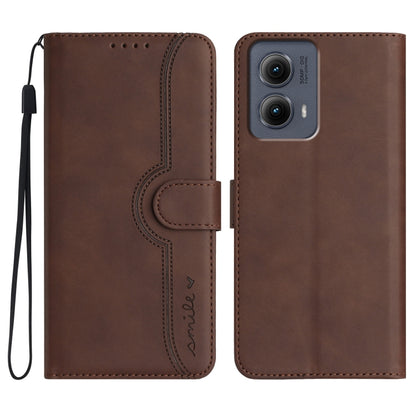 For Motorola Edge 5G 2024 Heart Pattern Skin Feel Leather Phone Case(Brown) by buy2fix