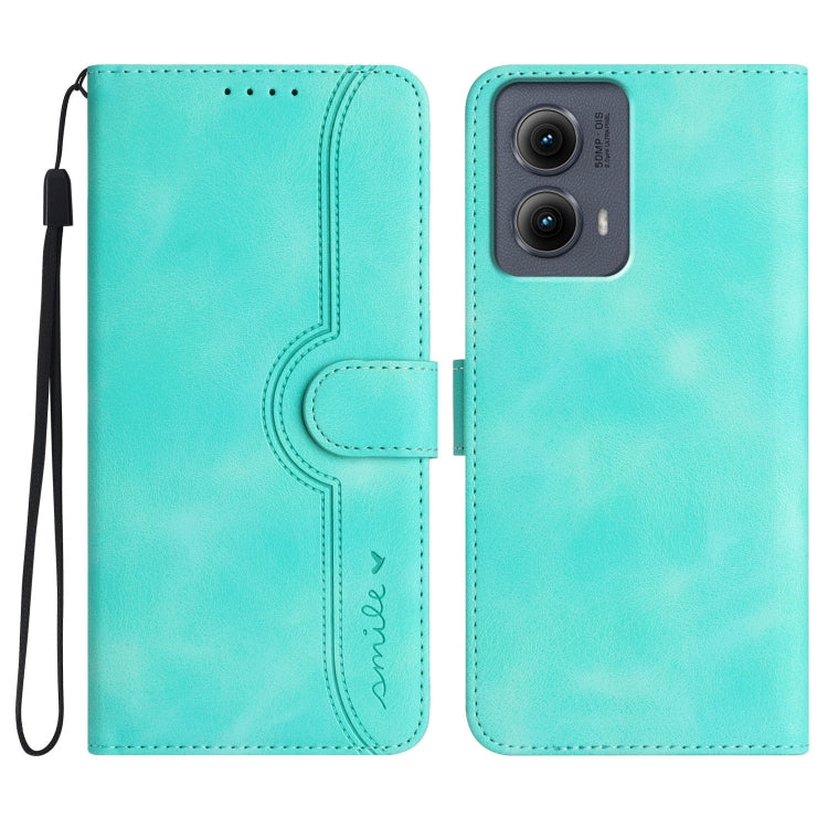 For Motorola Edge 5G 2024 Heart Pattern Skin Feel Leather Phone Case(Light Blue) by buy2fix
