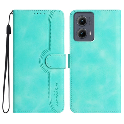 For Motorola Edge 5G 2024 Heart Pattern Skin Feel Leather Phone Case(Light Blue) by buy2fix