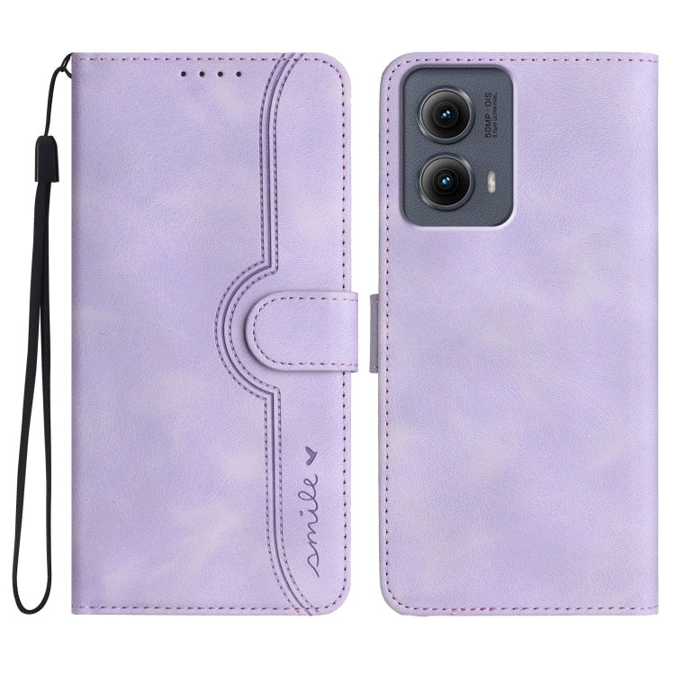 For Motorola Edge 5G 2024 Heart Pattern Skin Feel Leather Phone Case(Purple) by buy2fix