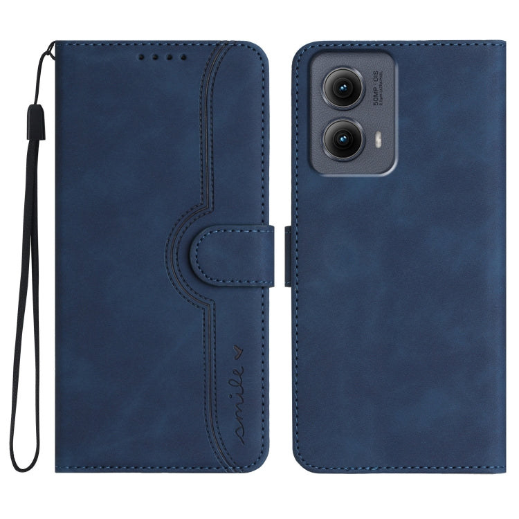 For Motorola Edge 5G 2024 Heart Pattern Skin Feel Leather Phone Case(Royal Blue) by buy2fix