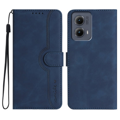 For Motorola Edge 5G 2024 Heart Pattern Skin Feel Leather Phone Case(Royal Blue) by buy2fix