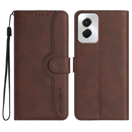 For Motorola Moto G Power 5G 2024 Heart Pattern Skin Feel Leather Phone Case(Brown) by buy2fix