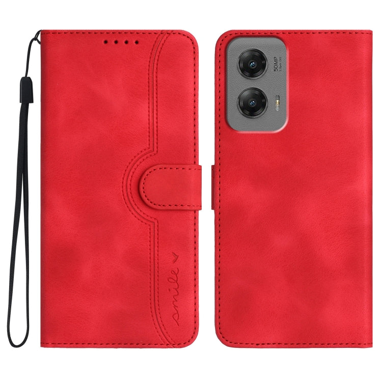 For Motorola Moto G Stylus 5G 2024 Heart Pattern Skin Feel Leather Phone Case(Red) by buy2fix