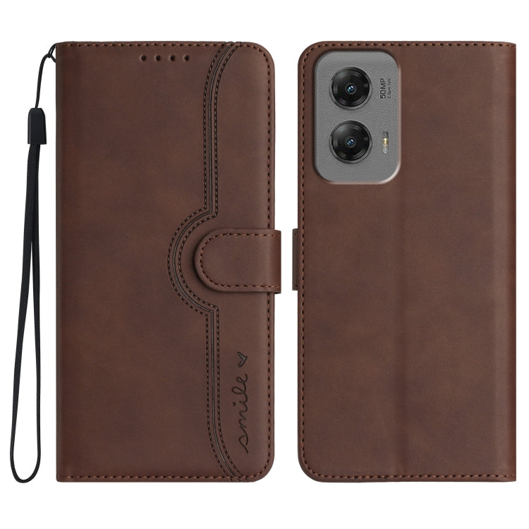 For Motorola Moto G Stylus 5G 2024 Heart Pattern Skin Feel Leather Phone Case(Brown) by buy2fix