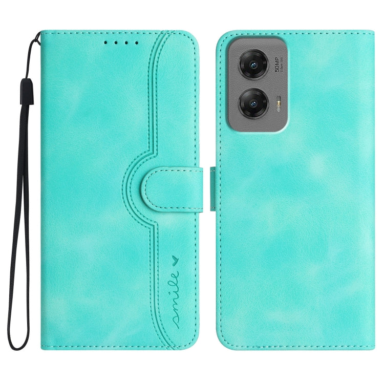 For Motorola Moto G Stylus 5G 2024 Heart Pattern Skin Feel Leather Phone Case(Light Blue) by buy2fix