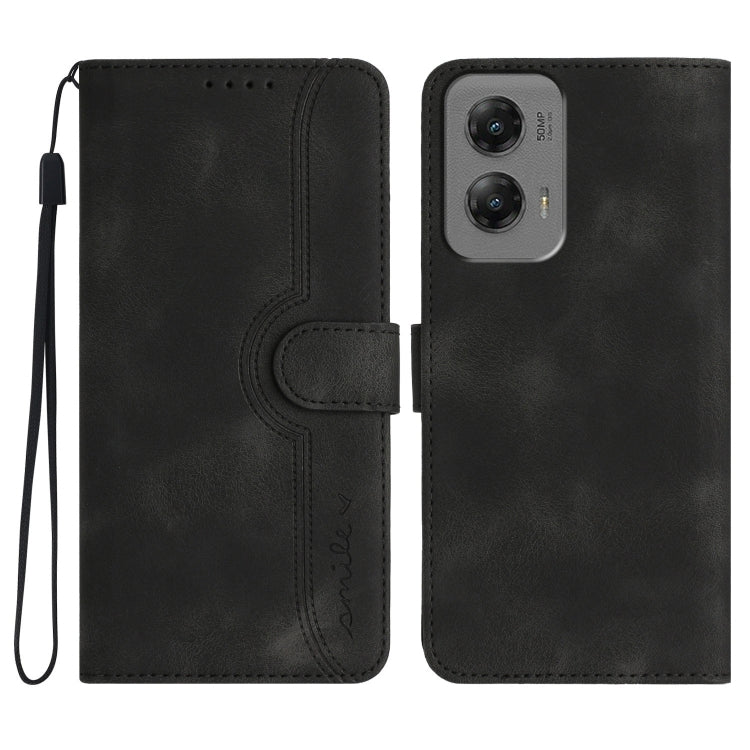 For Motorola Moto G Stylus 5G 2024 Heart Pattern Skin Feel Leather Phone Case(Black) by buy2fix