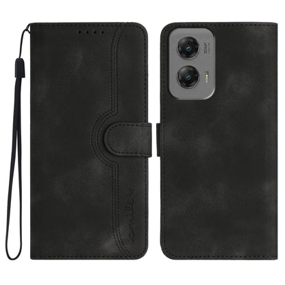 For Motorola Moto G Stylus 5G 2024 Heart Pattern Skin Feel Leather Phone Case(Black) by buy2fix