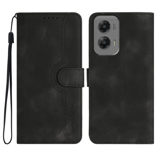 For Motorola Moto G Stylus 5G 2024 Heart Pattern Skin Feel Leather Phone Case(Black) by buy2fix